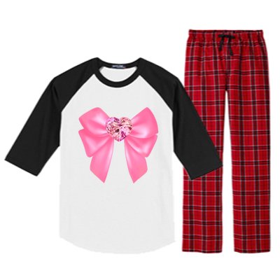 Magical Girl Bow Chibi Moon Crystal Bow Pink Raglan Sleeve Pajama Set