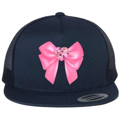 Magical Girl Bow Chibi Moon Crystal Bow Pink Flat Bill Trucker Hat