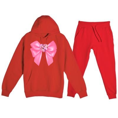 Magical Girl Bow Chibi Moon Crystal Bow Pink Premium Hooded Sweatsuit Set