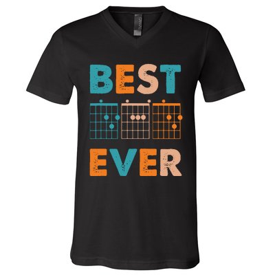 Musician Guitarist Best Dad Ever Fathers Day V-Neck T-Shirt