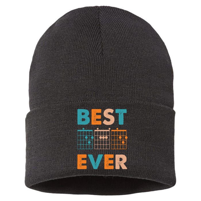 Musician Guitarist Best Dad Ever Fathers Day Sustainable Knit Beanie