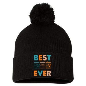 Musician Guitarist Best Dad Ever Fathers Day Pom Pom 12in Knit Beanie