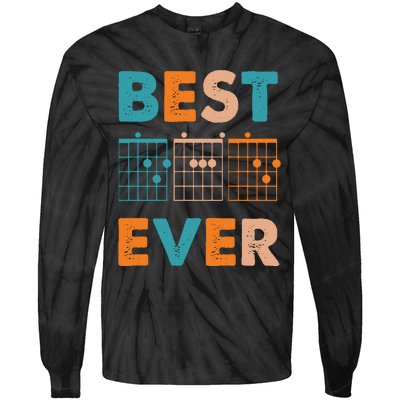 Musician Guitarist Best Dad Ever Fathers Day Tie-Dye Long Sleeve Shirt