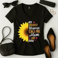 My Greatest Blessings Call Me Mom And NaNa Mother's Day Women's V-Neck T-Shirt