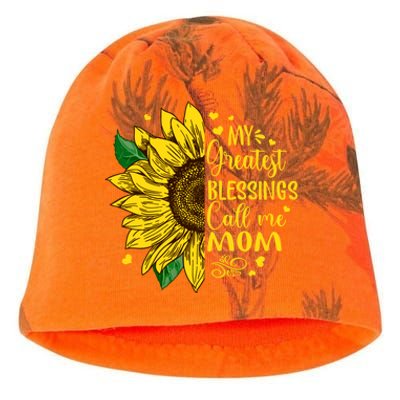 My Greatest Blessings Call Me Mom Sunflower Funny Gift Kati - Camo Knit Beanie