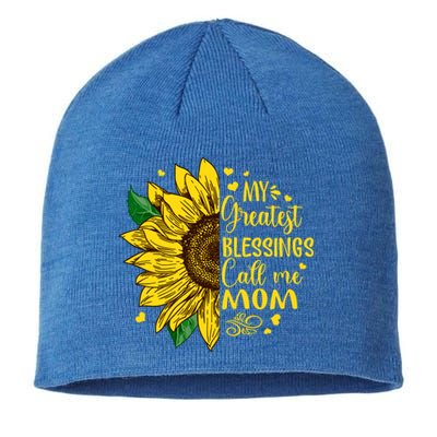 My Greatest Blessings Call Me Mom Sunflower Funny Gift Sustainable Beanie