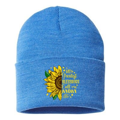 My Greatest Blessings Call Me Mom Sunflower Funny Gift Sustainable Knit Beanie