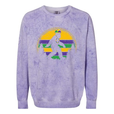 Mardi Gras Bigfoot Funny Sasquatch Mardi Gras Colorblast Crewneck Sweatshirt