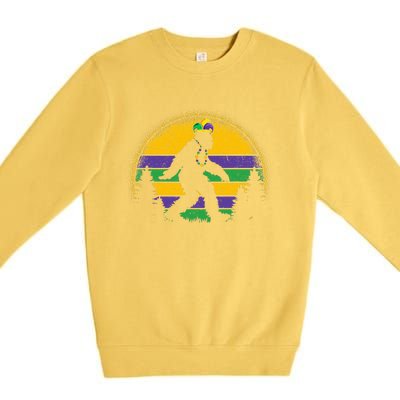 Mardi Gras Bigfoot Funny Sasquatch Mardi Gras Premium Crewneck Sweatshirt