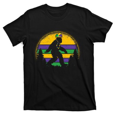 Mardi Gras Bigfoot Funny Sasquatch Mardi Gras T-Shirt