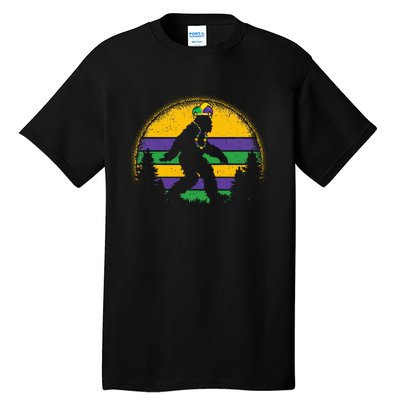 Mardi Gras Bigfoot Funny Sasquatch Mardi Gras Tall T-Shirt