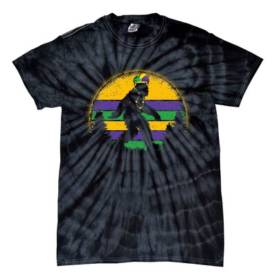 Mardi Gras Bigfoot Funny Sasquatch Mardi Gras Tie-Dye T-Shirt