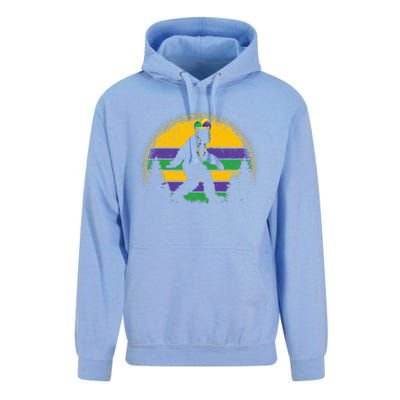 Mardi Gras Bigfoot Funny Sasquatch Mardi Gras Unisex Surf Hoodie