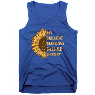 My Greatest Blessings Call Me Mawmaw Mom Sunflower Graphic Gift Tank Top