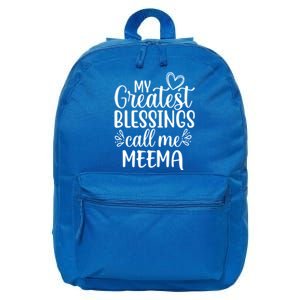 My Greatest Blessings Call Me Meema Yiddish Grandma Gift 16 in Basic Backpack