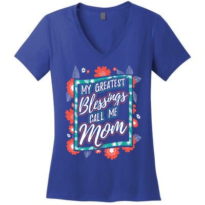 My Greatest Blessings Call Me Mom Gift Women's V-Neck T-Shirt