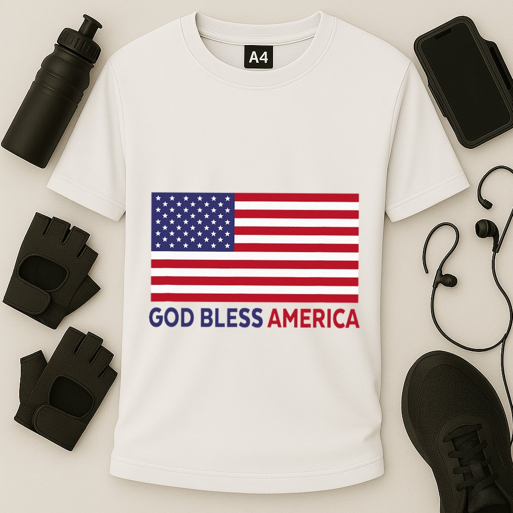 Modern God Bless America Cooling Performance Crew T-Shirt