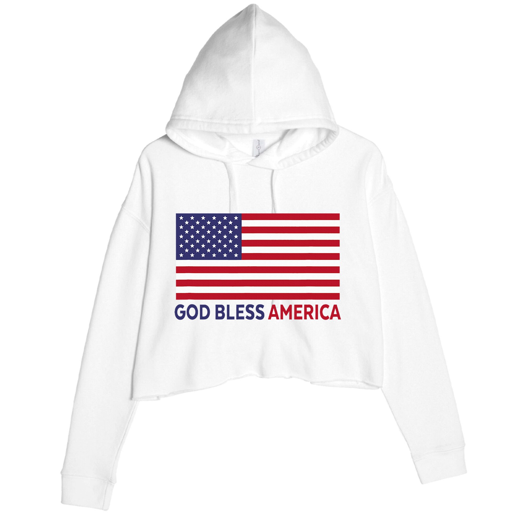 Modern God Bless America Crop Fleece Hoodie
