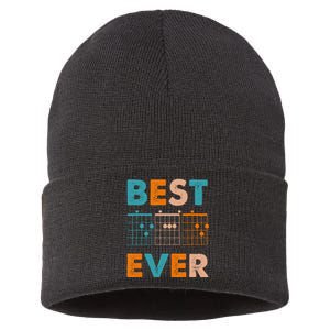 Musician Guitarist Best Dad Ever Father's Day Sustainable Knit Beanie