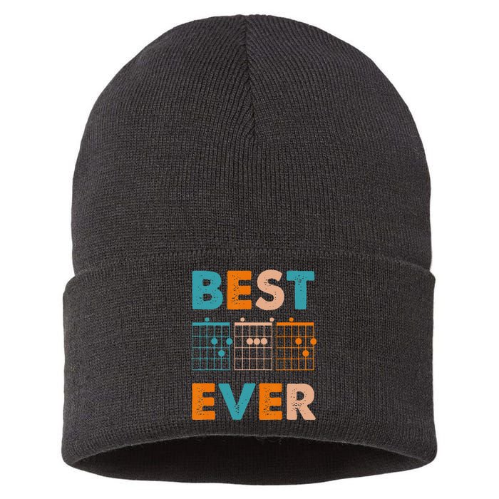 Musician Guitarist Best Dad Ever Father's Day Sustainable Knit Beanie