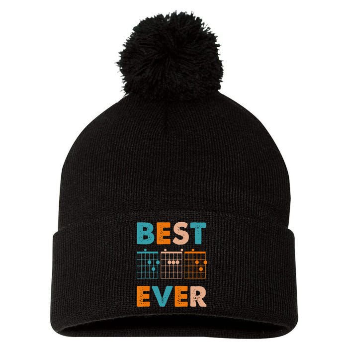 Musician Guitarist Best Dad Ever Father's Day Pom Pom 12in Knit Beanie