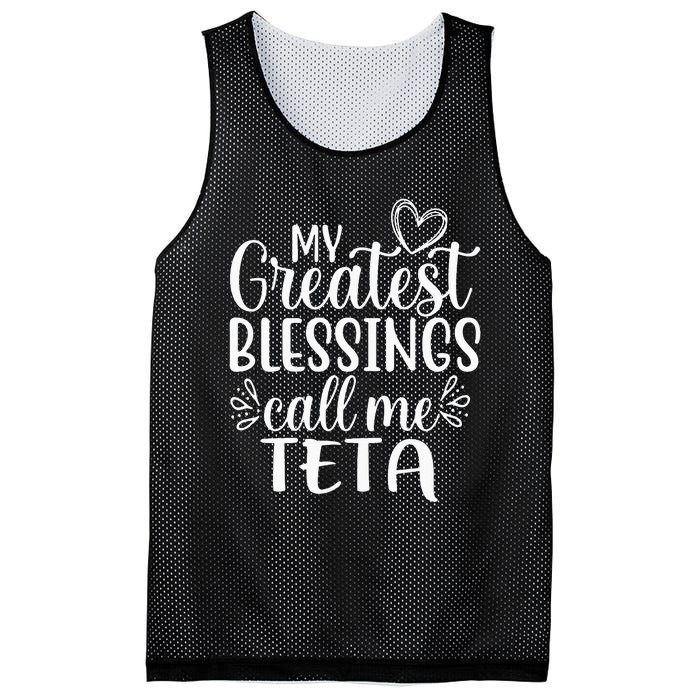 My Greatest Blessings Call Me Teta Arabic or Syrian Mesh Reversible Basketball Jersey Tank