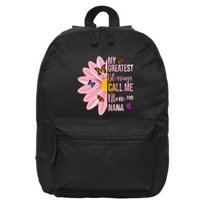 My Greatest Blessings Call Me Mom And Nana Butterfly 16 in Basic Backpack