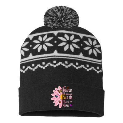 My Greatest Blessings Call Me Mom And Nana Butterfly USA-Made Snowflake Beanie