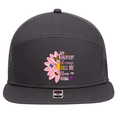 My Greatest Blessings Call Me Mom And Nana Butterfly 7 Panel Mesh Trucker Snapback Hat