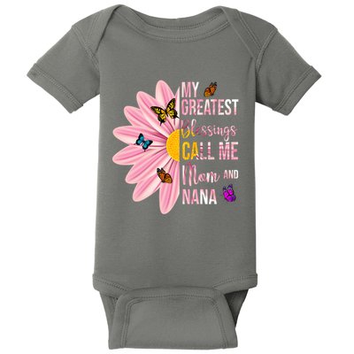 My Greatest Blessings Call Me Mom And Nana Butterfly Baby Bodysuit