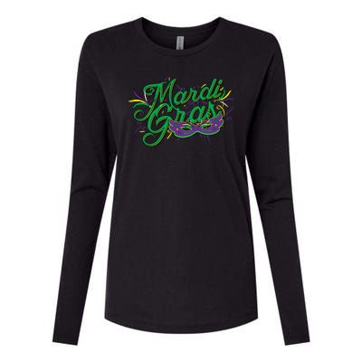 Mardi Gras Celebration Logo Womens Cotton Relaxed Long Sleeve T-Shirt