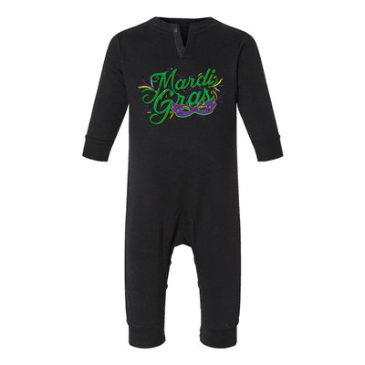 Mardi Gras Celebration Logo Infant Fleece One Piece