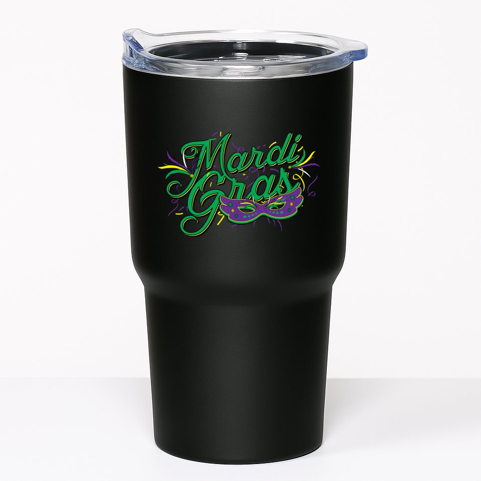 Mardi Gras Celebration Logo Tumbler