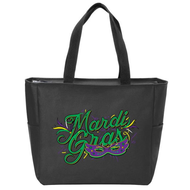Mardi Gras Celebration Logo Zip Tote Bag