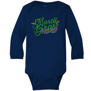 Mardi Gras Celebration Logo Baby Long Sleeve Bodysuit