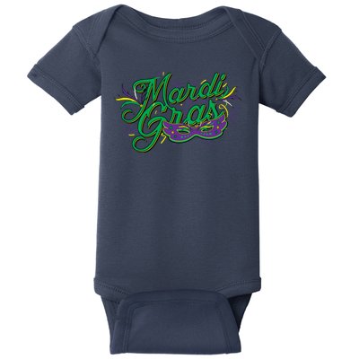 Mardi Gras Celebration Logo Baby Bodysuit