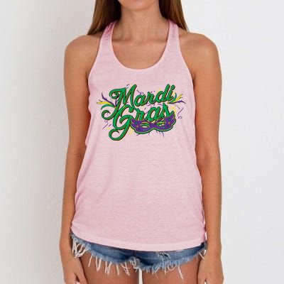 Mardi Gras Celebration Logo Women's Knotted Racerback Tank