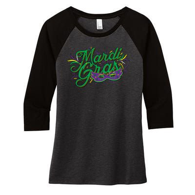 Mardi Gras Celebration Logo Women's Tri-Blend 3/4-Sleeve Raglan Shirt