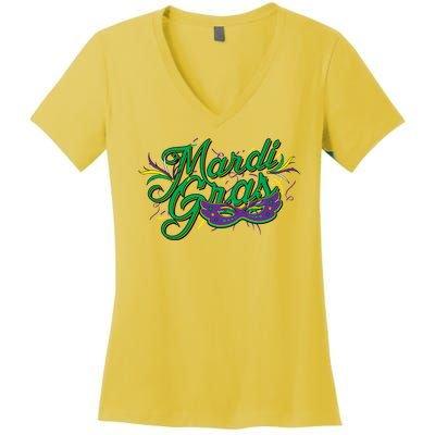 Mardi Gras Celebration Logo Women's V-Neck T-Shirt