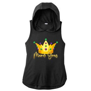 Mardi Gras Crown Celebration Ladies PosiCharge Tri-Blend Wicking Draft Hoodie Tank