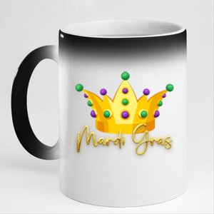 Mardi Gras Crown Celebration 11oz Black Color Changing Mug