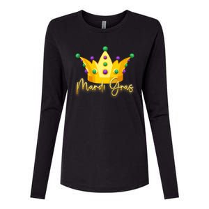 Mardi Gras Crown Celebration Womens Cotton Relaxed Long Sleeve T-Shirt