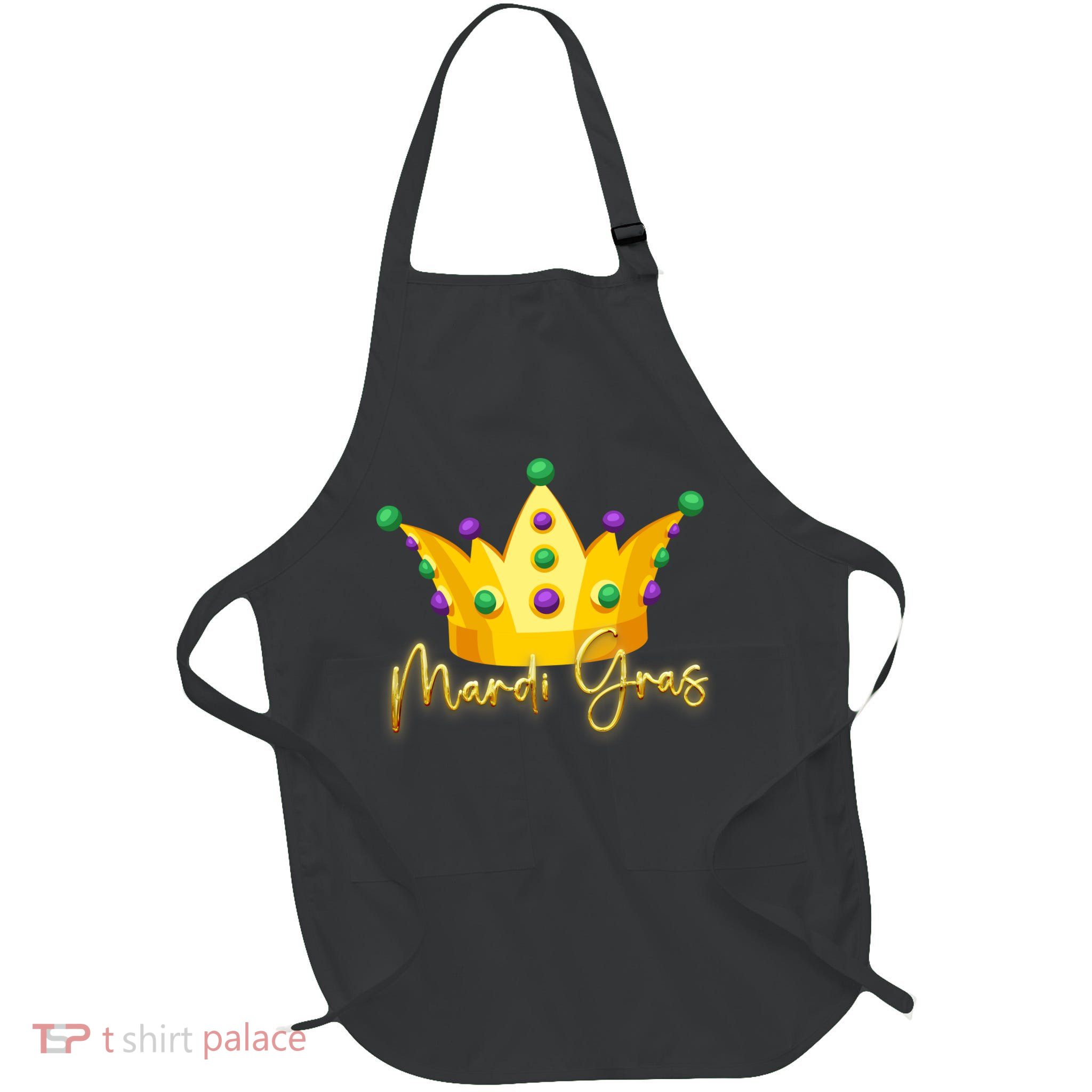Mardi Gras Crown Celebration Full-Length Apron With Pockets