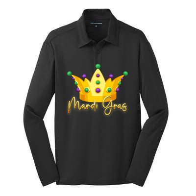 Mardi Gras Crown Celebration Silk Touch Performance Long Sleeve Polo