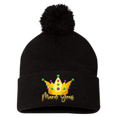 Mardi Gras Crown Celebration Pom Pom 12in Knit Beanie
