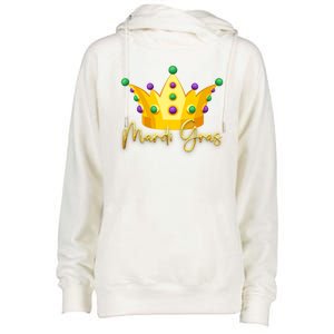 Mardi Gras Crown Celebration Womens Funnel Neck Pullover Hood