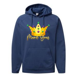 Mardi Gras Crown Celebration Performance Fleece Hoodie