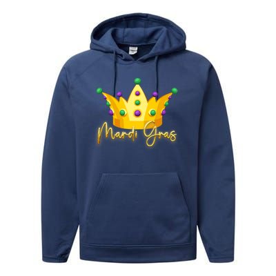 Mardi Gras Crown Celebration Performance Fleece Hoodie