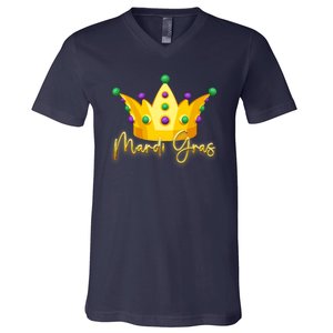 Mardi Gras Crown Celebration V-Neck T-Shirt