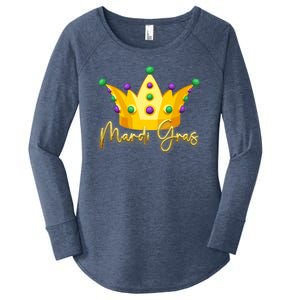 Mardi Gras Crown Celebration Women's Perfect Tri Tunic Long Sleeve Shirt